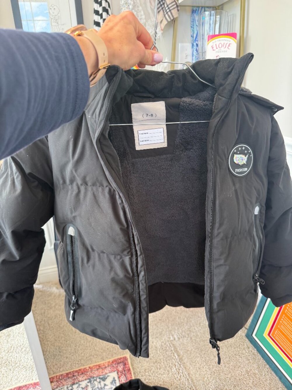 Fashion Black Winter Puff Coat - Youth 7-8